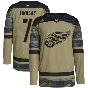 Men's Detroit Red Wings Ted Lindsay Adidas Authentic Military Appreciation Practice Jersey - Camo