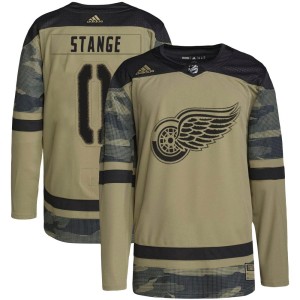 Men's Detroit Red Wings Sam Stange Adidas Authentic Military Appreciation Practice Jersey - Camo