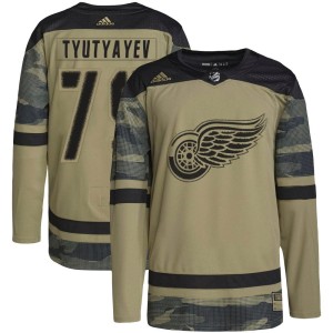 Men's Detroit Red Wings Kirill Tyutyayev Adidas Authentic Military Appreciation Practice Jersey - Camo