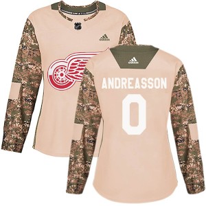 Women's Detroit Red Wings Pontus Andreasson Adidas Authentic Veterans Day Practice Jersey - Camo