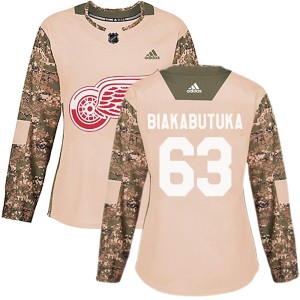 Women's Detroit Red Wings Jeremie Biakabutuka Adidas Authentic Veterans Day Practice Jersey - Camo