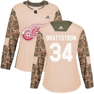 Women's Detroit Red Wings Victor Brattstrom Adidas Authentic Veterans Day Practice Jersey - Camo