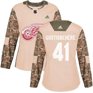 Women's Detroit Red Wings Shayne Gostisbehere Adidas Authentic Veterans Day Practice Jersey - Camo