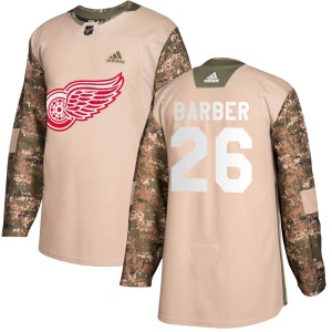 Men's Detroit Red Wings Riley Barber Adidas Authentic Veterans Day Practice Jersey - Camo