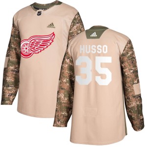Men's Detroit Red Wings Ville Husso Adidas Authentic Veterans Day Practice Jersey - Camo