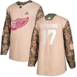 Men's Detroit Red Wings Daniel Sprong Adidas Authentic Veterans Day Practice Jersey - Camo
