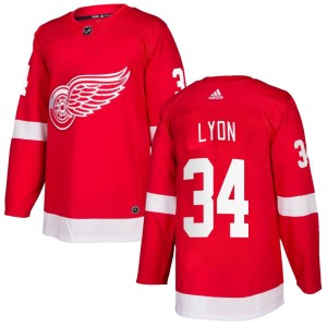 Men's Detroit Red Wings Alex Lyon Adidas Authentic Home Jersey - Red