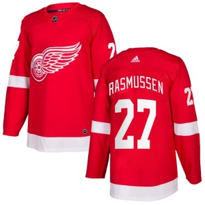 Men's Detroit Red Wings Michael Rasmussen Adidas Authentic Home Jersey - Red