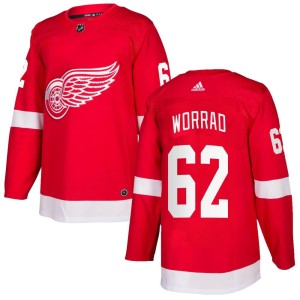 Men's Detroit Red Wings Drew Worrad Adidas Authentic Home Jersey - Red