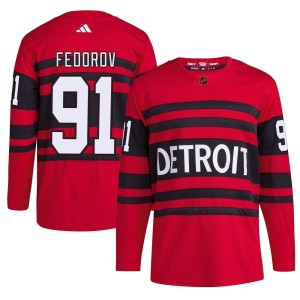 Men's Detroit Red Wings Sergei Fedorov Adidas Authentic Reverse Retro 2.0 Jersey - Red
