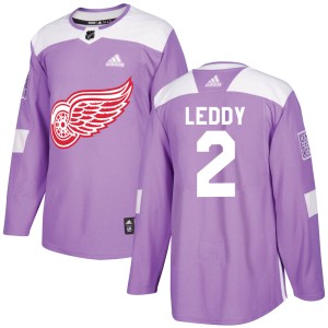 Men's Detroit Red Wings Nick Leddy Adidas Authentic Hockey Fights Cancer Practice Jersey - Purple