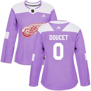 Women's Detroit Red Wings Alexandre Doucet Adidas Authentic Hockey Fights Cancer Practice Jersey - Purple