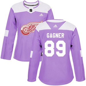 Women's Detroit Red Wings Sam Gagner Adidas Authentic ized Hockey Fights Cancer Practice Jersey - Purple