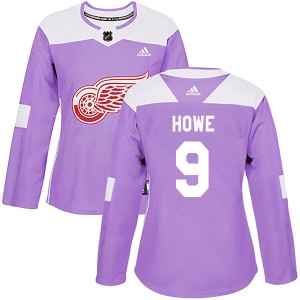 Women's Detroit Red Wings Gordie Howe Adidas Authentic Hockey Fights Cancer Practice Jersey - Purple