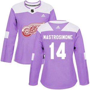 Women's Detroit Red Wings Robert Mastrosimone Adidas Authentic Hockey Fights Cancer Practice Jersey - Purple