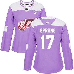 Women's Detroit Red Wings Daniel Sprong Adidas Authentic Hockey Fights Cancer Practice Jersey - Purple