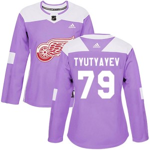 Women's Detroit Red Wings Kirill Tyutyayev Adidas Authentic Hockey Fights Cancer Practice Jersey - Purple