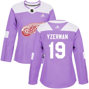 Women's Detroit Red Wings Steve Yzerman Adidas Authentic Hockey Fights Cancer Practice Jersey - Purple