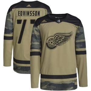 Youth Detroit Red Wings Simon Edvinsson Adidas Authentic Military Appreciation Practice Jersey - Camo