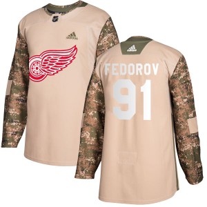 Youth Detroit Red Wings Sergei Fedorov Adidas Authentic Veterans Day Practice Jersey - Camo