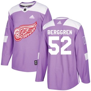 Youth Detroit Red Wings Jonatan Berggren Adidas Authentic Hockey Fights Cancer Practice Jersey - Purple