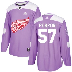 Youth Detroit Red Wings David Perron Adidas Authentic Hockey Fights Cancer Practice Jersey - Purple