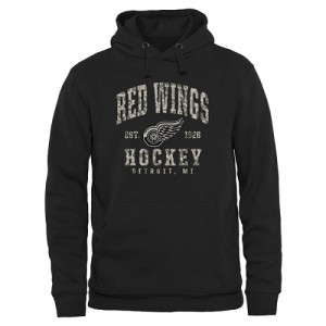 Men's Detroit Red Wings Camo Stack Pullover Hoodie - Black