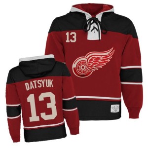 Youth Detroit Red Wings Pavel Datsyuk Authentic Old Time Hockey Sawyer Hooded Sweatshirt - Red