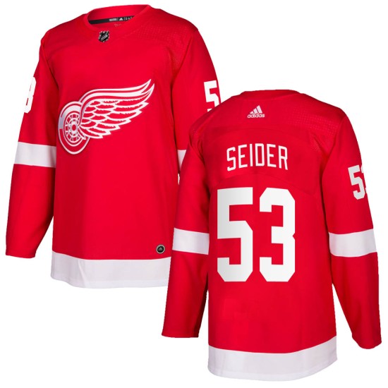 Men's Detroit Red Wings Moritz Seider Adidas Authentic Home Jersey - Red