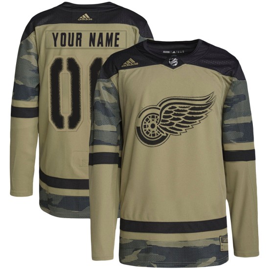 Youth Detroit Red Wings Custom Adidas Authentic Military Appreciation Practice Jersey - Camo