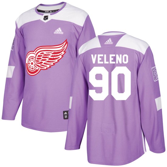 Youth Detroit Red Wings Joe Veleno Adidas Authentic Hockey Fights Cancer Practice Jersey - Purple